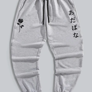 Guys Letter Floral Graphic Drawstring Eşofman Altı