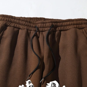 Guys Letter & Skeleton Print Thermal Drawstring Waist Eşofman Altı