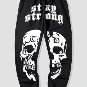 Guys Letter Skull Graphic Drawstring Waist Eşofman Altı