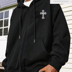Haç Sembol Sweatshirt Fermuarlı Hırka
