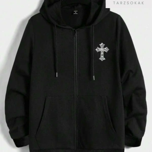 Haç Sembol Sweatshirt Fermuarlı Hırka