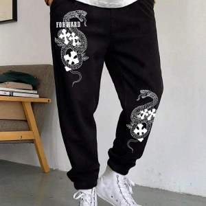 Halloween Cross & Letter Graphic Drawstring Waist Eşofman Altı