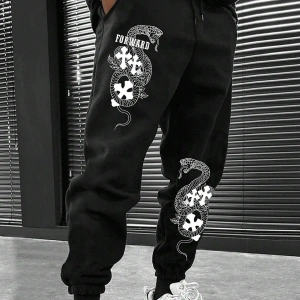 Halloween Cross & Letter Graphic Drawstring Waist Eşofman Altı