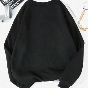 Halloween Letter Graphic Lined Sweatshirt Siyah