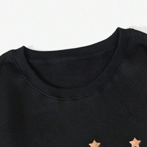 Halloween Letter Graphic Lined Sweatshirt Siyah