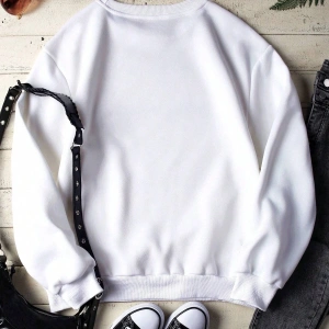 Halloween Print Lined Sweatshirt Beyaz