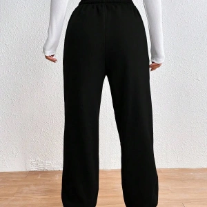 Halloween Skeleton Hand & Letter Graphic Drawstring Waist 4 Mevsim Eşofman