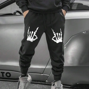 Halloween Skeleton Hand Print Drawstring Waist Eşofman Altı