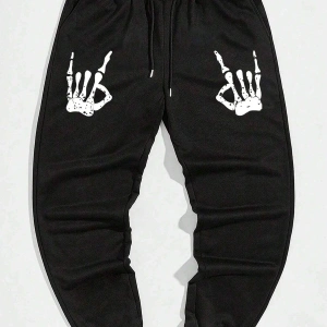 Halloween Skeleton Hand Print Drawstring Waist Eşofman Altı