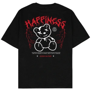 Happines Teddy Siyah Oversize Unisex T-shirt