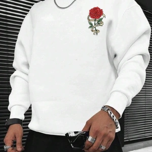 Harajuka Sokak Çiçek Desenli Kazak Beyaz