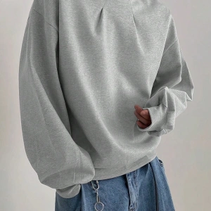 Harajuka Sokakt Manfinity Hypemode Katı Damla Omuz Kazak Gri