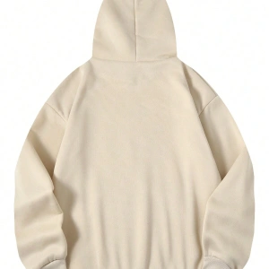 Harf Grafik Kanguru Cepli İpli Kapüşonlu Üst Bej