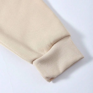 Harf Grafik Kanguru Cepli İpli Kapüşonlu Üst Bej