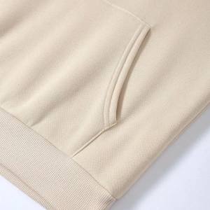 Harf Grafik Kanguru Cepli İpli Kapüşonlu Üst Bej