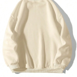 Harfli Grafik Düşük Omuz Oversize Sweat Bej