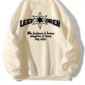 Harfli Grafik Düşük Omuz Oversize Sweat Bej