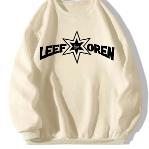 Harfli Grafik Düşük Omuz Oversize Sweat Bej