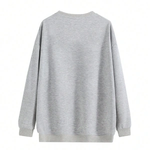 Harfli Grafik Düşük Omuz Oversize Sweat Gri