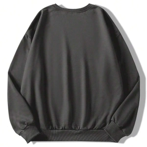 Harfli Grafik Düşük Omuz Oversize Sweat Gri