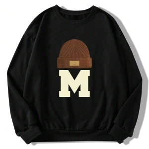 Harfli Grafik Düşük Omuz Oversize Sweat Gri