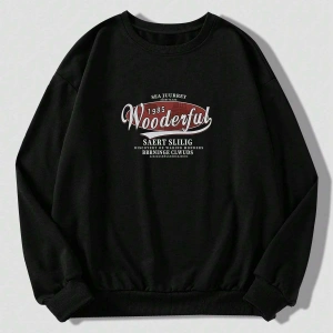 Harfli Grafik Düşük Omuz Oversize Sweat Gri