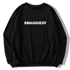 Harfli Grafik Düşük Omuz Oversize Sweat Gri