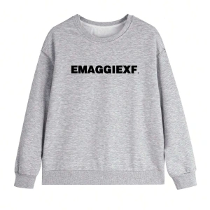 Harfli Grafik Düşük Omuz Oversize Sweat Gri