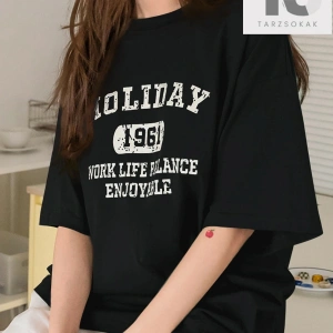 Harfli Grafik Düşük Omuz Oversize Tişört