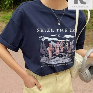 Harfli Grafik Düşük Omuz Oversize Tişört