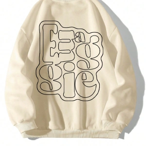 Harfli Grafik Düşük Sweat Bej