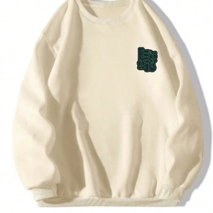 Harfli Grafik Düşük Sweat Bej