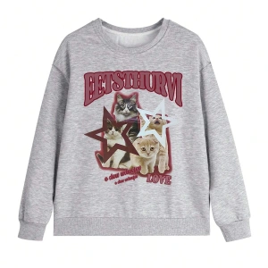 Harfli Grafik Düşük Sweat Beyaz