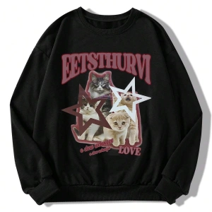 Harfli Grafik Düşük Sweat Beyaz