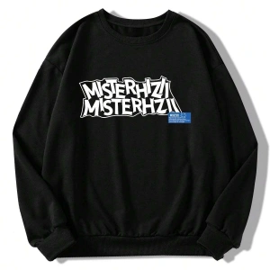 Harfli Grafik Düşük Sweat Siyah