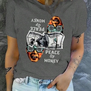Harfli Grafik Kontrast Raglan Kollu Tişört