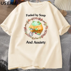 Hayat Çorba Ben Çatal Kurbağa Grafik T Shirt Pamuk Unisex Komik Retro T-Shirt Yaz Hayvan Bask 2803