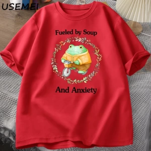 Hayat Çorba Ben Çatal Kurbağa Grafik T Shirt Pamuk Unisex Komik Retro T-Shirt Yaz Hayvan Bask 2803