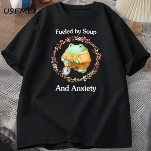 Hayat Çorba Ben Çatal Kurbağa Grafik T Shirt Pamuk Unisex Komik Retro T-Shirt Yaz Hayvan Bask 2803