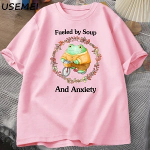Hayat Çorba Ben Çatal Kurbağa Grafik T Shirt Pamuk Unisex Komik Retro T-Shirt Yaz Hayvan Bask 2803