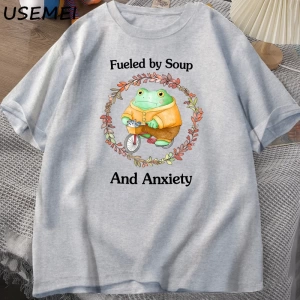 Hayat Çorba Ben Çatal Kurbağa Grafik T Shirt Pamuk Unisex Komik Retro T-Shirt Yaz Hayvan Bask 2803