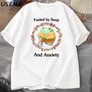 Hayat Çorba Ben Çatal Kurbağa Grafik T Shirt Pamuk Unisex Komik Retro T-Shirt Yaz Hayvan Bask 2803