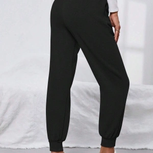 Heart Print Drawstring Waist 4 Mevsim Eşofman