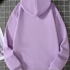 Heart Print Kangaroo Pocket Drawstring Lined Hoodie Mor