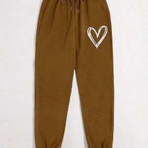 Heart Print Tie Waist 4 Mevsim Eşofman