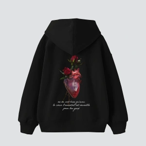 Heart&Rose Baskılı Oversize Unisex Premium Siyah