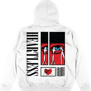Heartless Beyaz Oversize Unisex Kapüşonlu Sweatshirt Hoodie