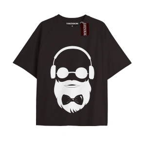 HEDİYE PAKETİ Unisex Oversize Yazılı Tshirt SİYAH