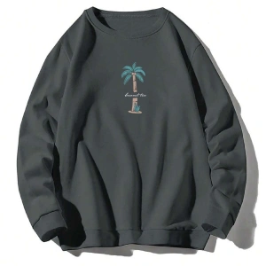 Hindistan Cevizi Ağacı Desenli Sweat Beyaz