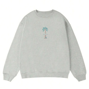 Hindistan Cevizi Ağacı Desenli Sweat Beyaz